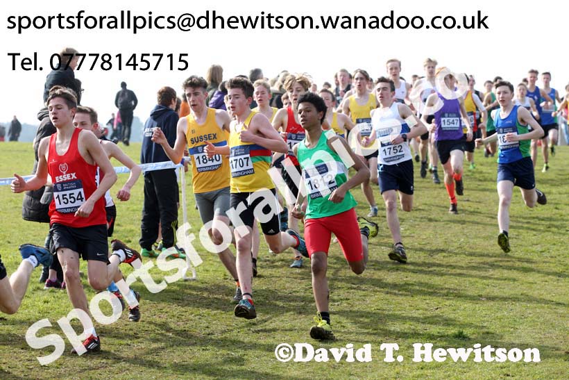 Boys under-15s 2016 Inter Counties Cross Country Champs. and Cross Challenge Final, Cofton Park, Birmingham. Photo: David T. Hewitson/Sports for All Pics